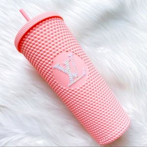 Matte pink 24oz studded custom tumbler
